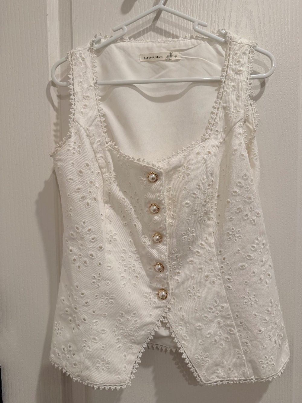 Altar’d State White Eyelet Top & Mini Skirt Set M